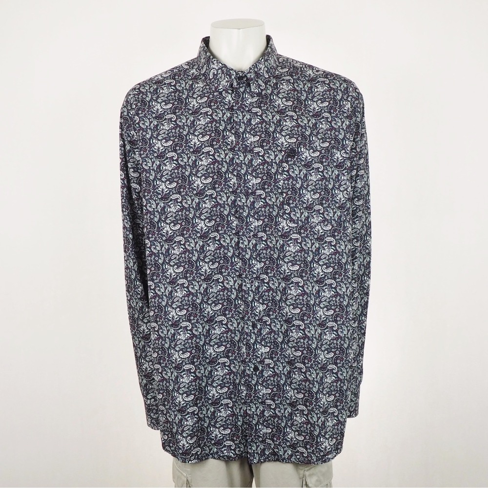 Cinch Button Down Shirt Mens 2XL XXL Purple Paisley AOP Print Western Cowboy